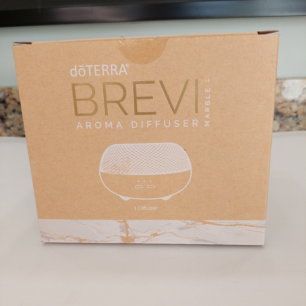 NEW Open Box doTERRA LIMITED EDITION Brevi Marble Diffuser Gold Gray White